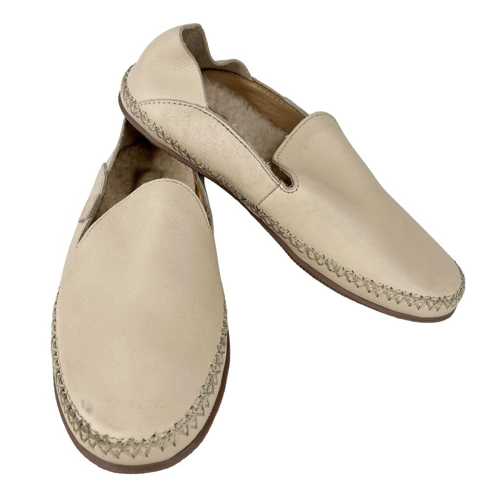 UGG Cream Elodie Leather Loafer Slipper 6 1020235